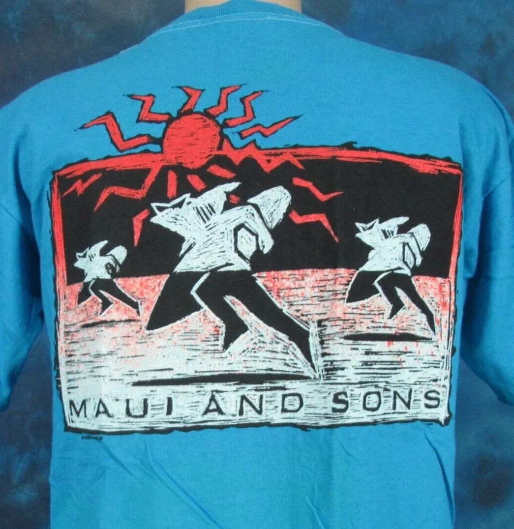 NOS vintage 90s MAUI SONS SURF SHARK T-Shirt XL single stitch