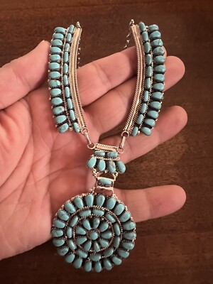 Native American Navajo Cluster Necklace Turquoise Choker Native American Navajo Cluster Necklace Turquoise Choker