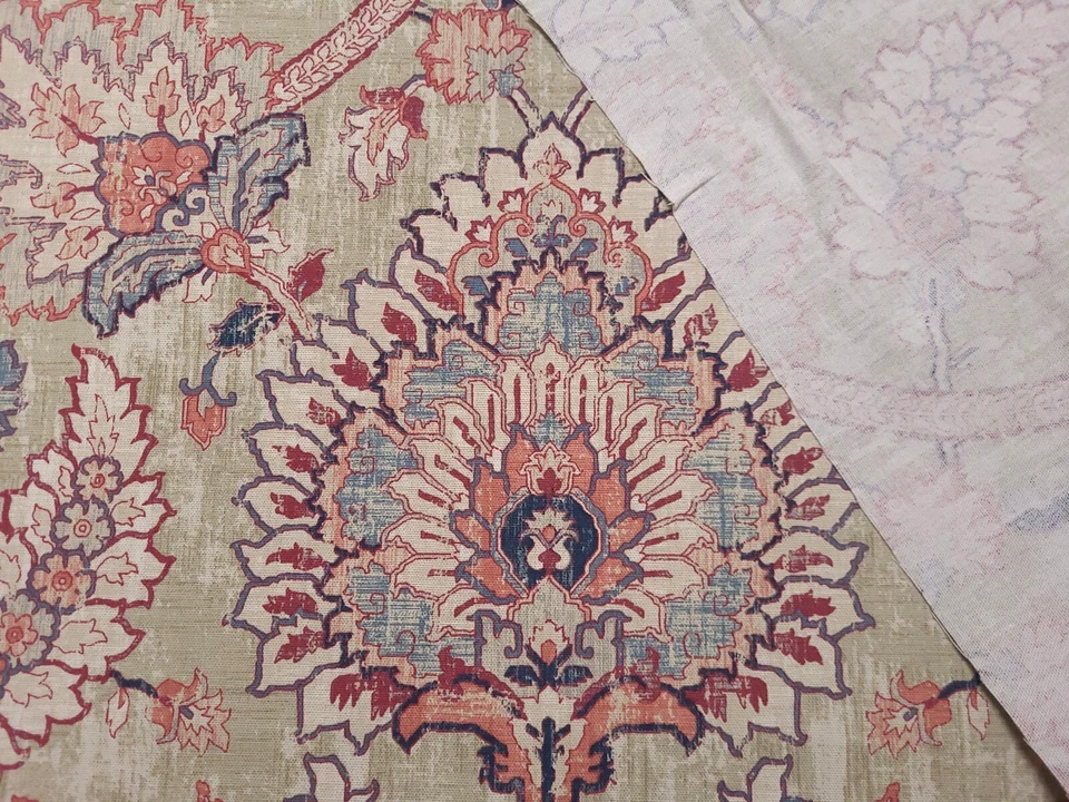 Tela Waverly CASTLEFORD PERGAMINO Rojo Azul Floral Damasco Estampado Uph Foto 2 de 4