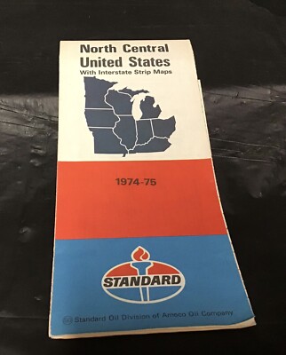 Vintage 1974 and 1975 Standard Oil North Central USA Paper Map Never Opened
