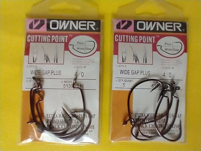 Lot of 2   Owner  Cutting Point   Wide Gap Plus Hooks  - Size  4/0 -  5139-141