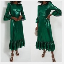 Pomander Place NEW Emerald Crinkle Lurex Lillith Maxi Dress Size L