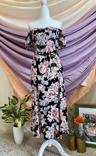 Band of Gypsies Women's Size S Santiago Black Off-The-Shoulder Midi Dress $89 - Picture 6 of 11