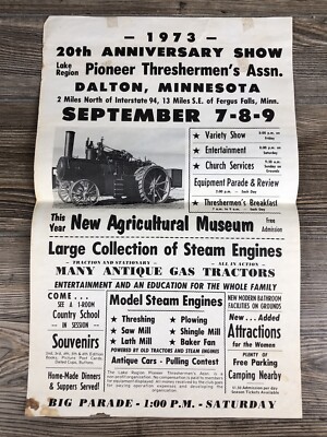 1973 Pioneer Threshing Steam Engine Horse Power Show Dalton Minnesota Poster