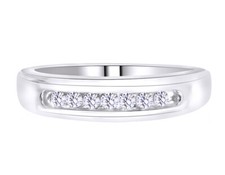10k White Gold Mens Round Diamond Channel Set Wedding Band Ring 6mm