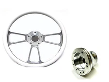 EZ-GO Polaris Ranger 14" Billet & White Steering Wheel Includes Horn & Adapter 
