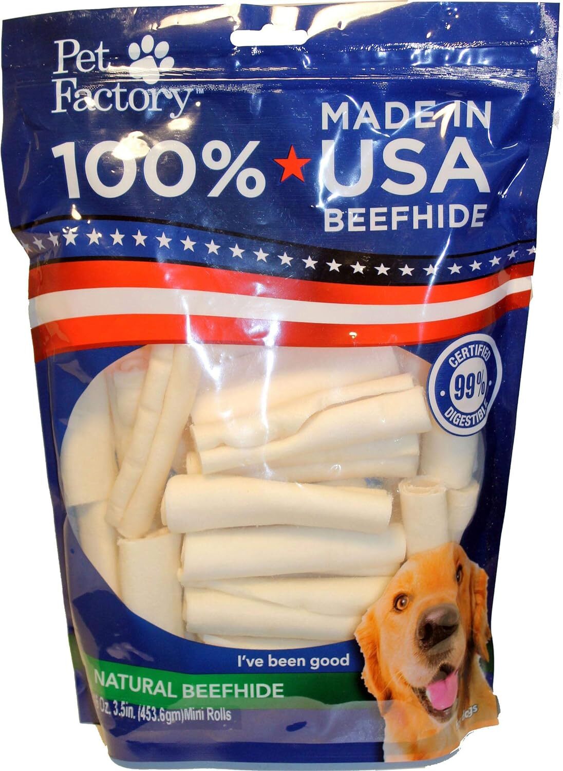 Pet Factory 78121 Beefhide Dog Chews, 99 Digestive, Rawhides to Keep