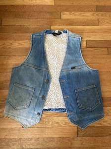 Vintage Wrangler Vest Shearling Lined 1970s Large 