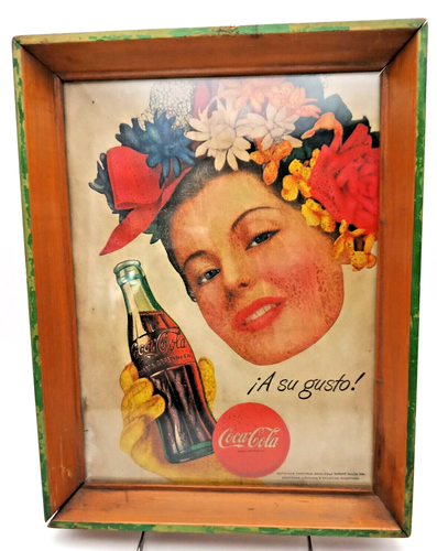 BEAUTIFUL RARE COKE COCA-COLA FRAMED w/GLASS ADVERTISING 'To Your Taste' c1950 g - Picture 2 of 8
