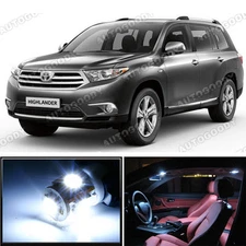 14 x Premium Xenon White LED Lights Interior Package Toyota Highlander 2008-2013
