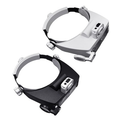 Loupe Head-Mounted Magnifying Glass Headband Light 5 LED Lamp Jeweler Magnifier