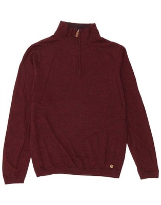 White Stuff Mens Zip Neck Jumper Sweater Large Maroon Wool BS04