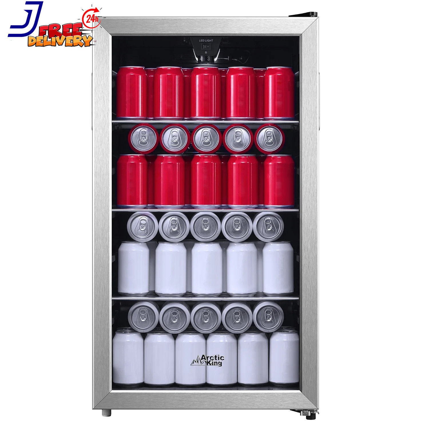 115-Can Beverage Fridge & Cooler Stainless Steel Look ARV115