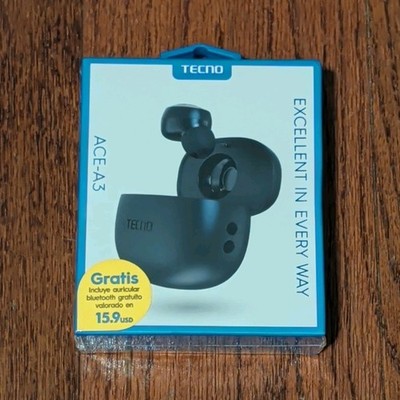 TECNO ACE-A3 Bluetooth In-Ear Earbud, Built-In Mic, IPX4 Waterproof, Black