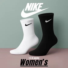 women's Nike Dri-Fit Everyday crew cushioned training socks White & Black