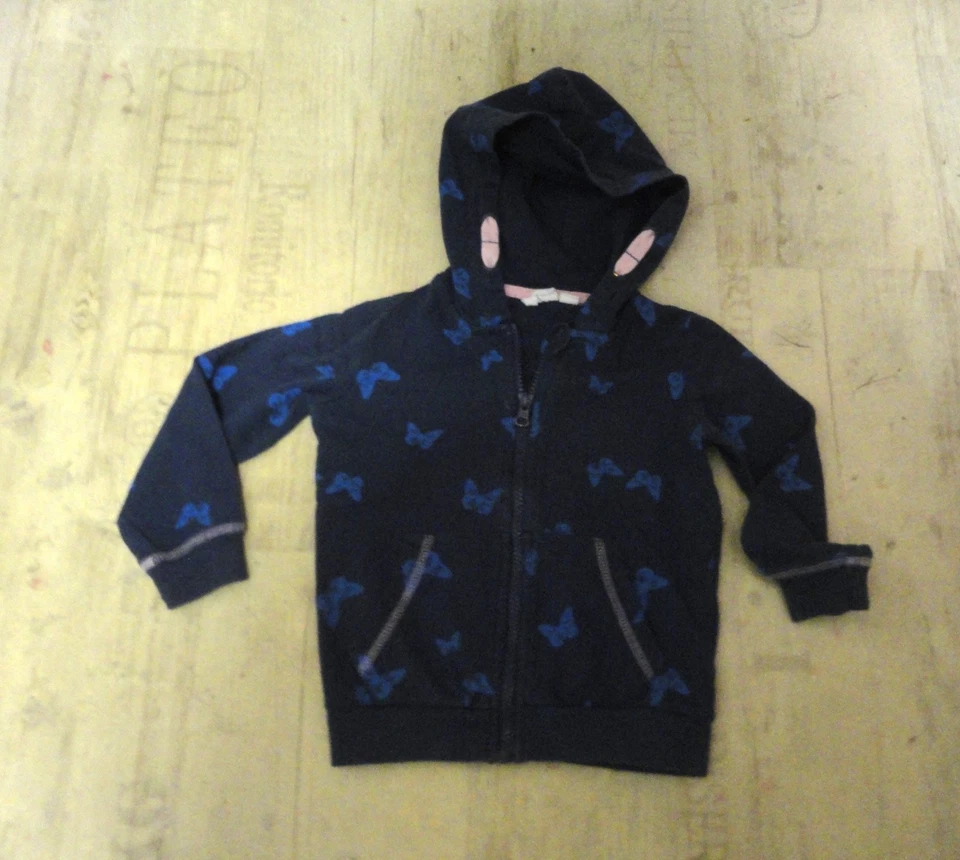 impidimpi GR 104 Kapuzen Sweatjacke mit RV d blau m SChmetterlingen