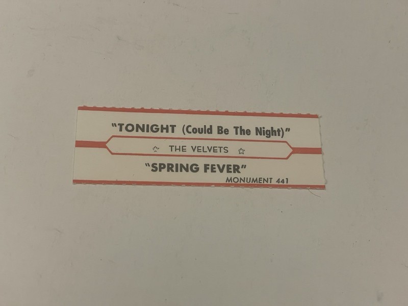 Jukebox Title Strip Velvets Tonight Could Be The Night Spring Fever Monument