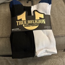 True Religion men  s 8 pack Half cushion crews Socks shoes Sz 8-12.5 NWT