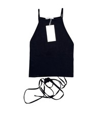Zara Black Stretch Thin Strap Tank Top NWT Medium Tie Back