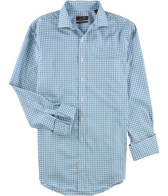 Tasso Elba Mens Non-Iron Button Down Dress Shirt, aquagbgng, 16 Neck