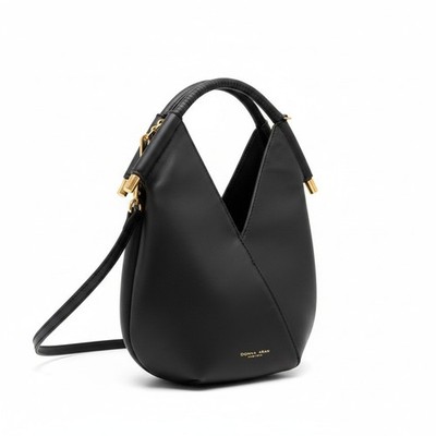 Donna Karan NY Baldwin Micro Leather Crossbody Bag Black Gold Charm