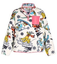 Mickey Mouse Donald Goofy Pluto Pullover Fleece Womens Cream Sizes Run Big New