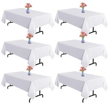 6 Pack White Table Cloth Rectangle 60 x 102 Inch, Rectangle Tablecloth for 6f...