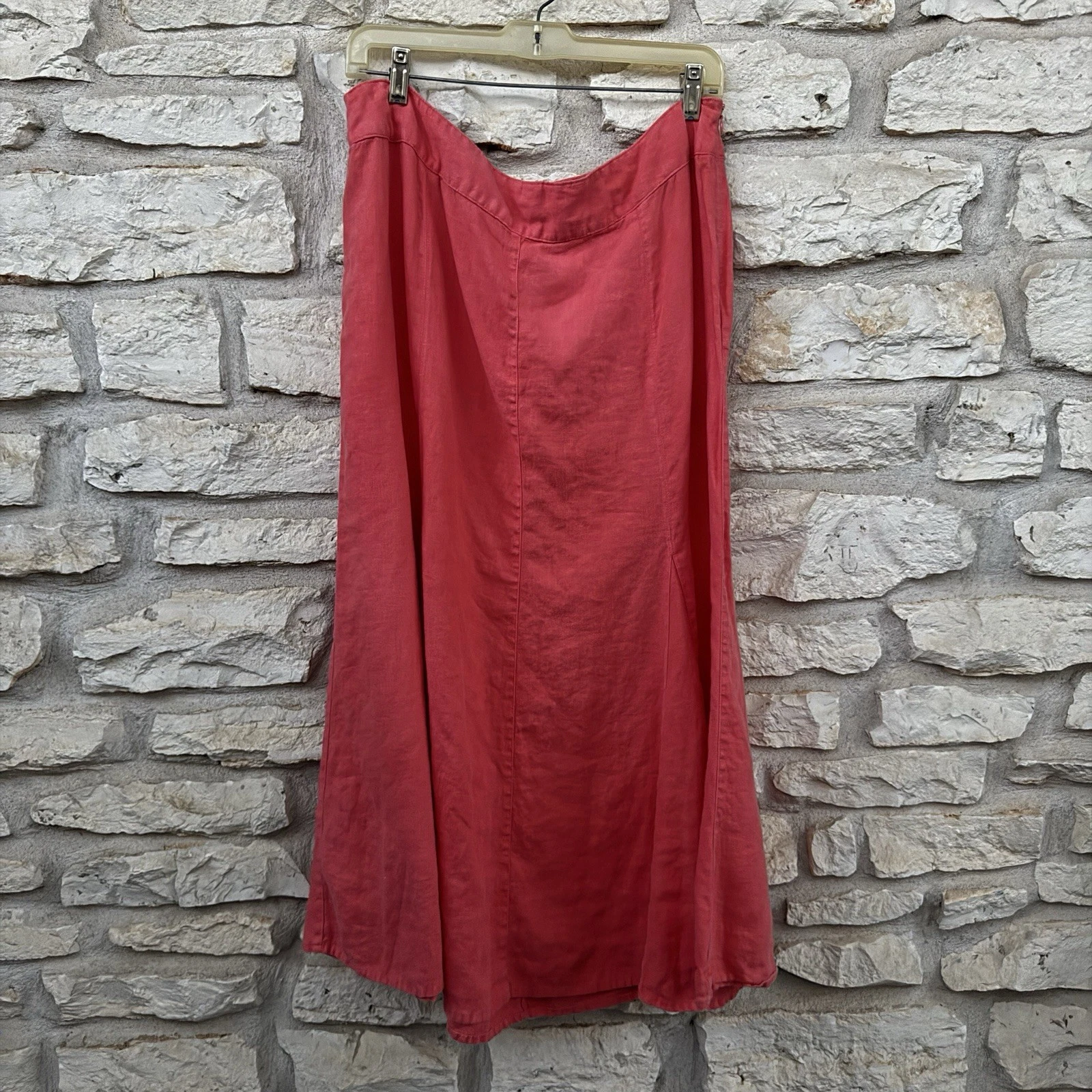 JM Collection Linen Skirt A-Line 16 Coral