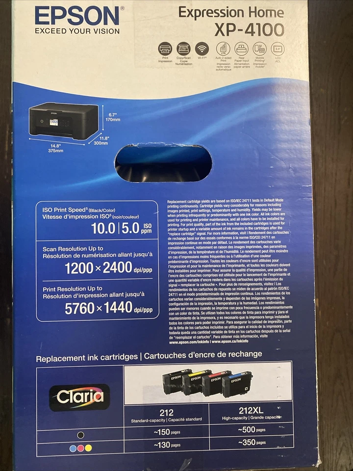 Epson Expression Home XP-4100 All-In-One Inkjet Printer Sealed - Image 4 of 4