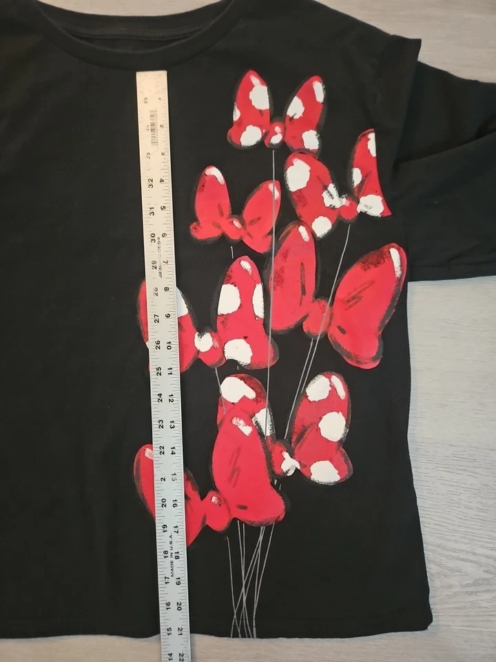 Disney Minnie Mouse Bows Balloons Polka Dots Long Sleeve Size XL Crew Neck Tee - Image 4 of 4