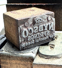 Antique NYBSCO SPRINGS Letterpress Printing Block PRINT TYPE