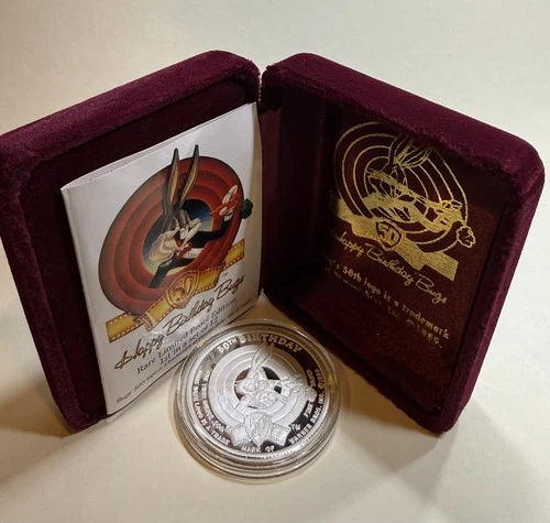 1990 Bugs Bunny Proof 50th 1oz Silver in case Warner Brothers by Rarities Mint