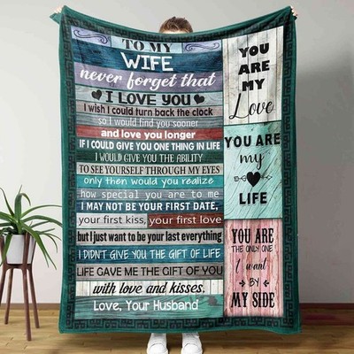 Personalized Husband & Wife Quotes Blanket Beach View Christmas Fleece Blanket
