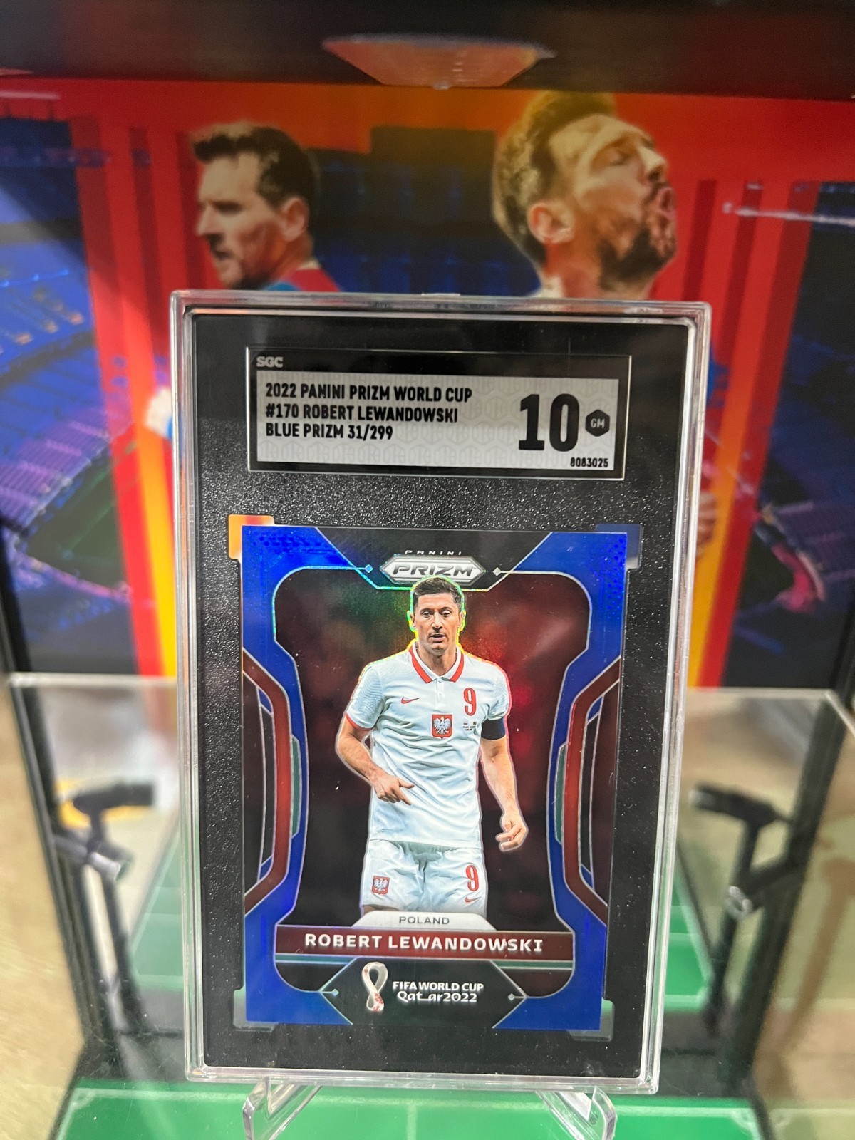 2022 Panini Blue Prizm World Cup Soccer #170 Robert Lewandowski /299 SGC 10 GEM