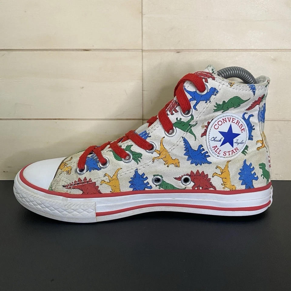 Zapatos Converse Chuck Taylor Hi Top Dinoverse para niños jóvenes talla 2 rojo blanco CTAS Foto 4 de 4