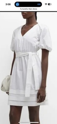 $345 Marella Women's White Riber a-Line Dress Size 10