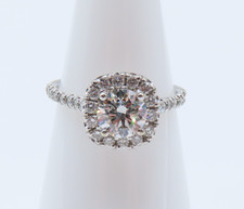 GIA 14K White Gold Round Brilliant Cut 1 ct Diamond Engagement Ring Size 6.5
