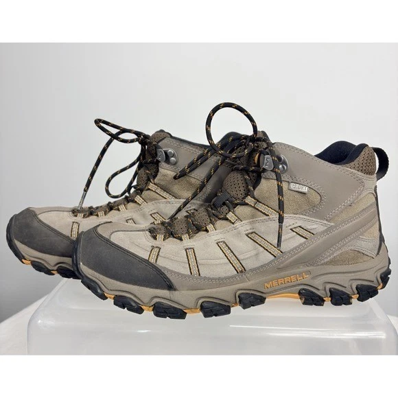 Merrell Terramorph Mid Mens Beige Tan Orange Boulder Waterproof Hiking Boots 10