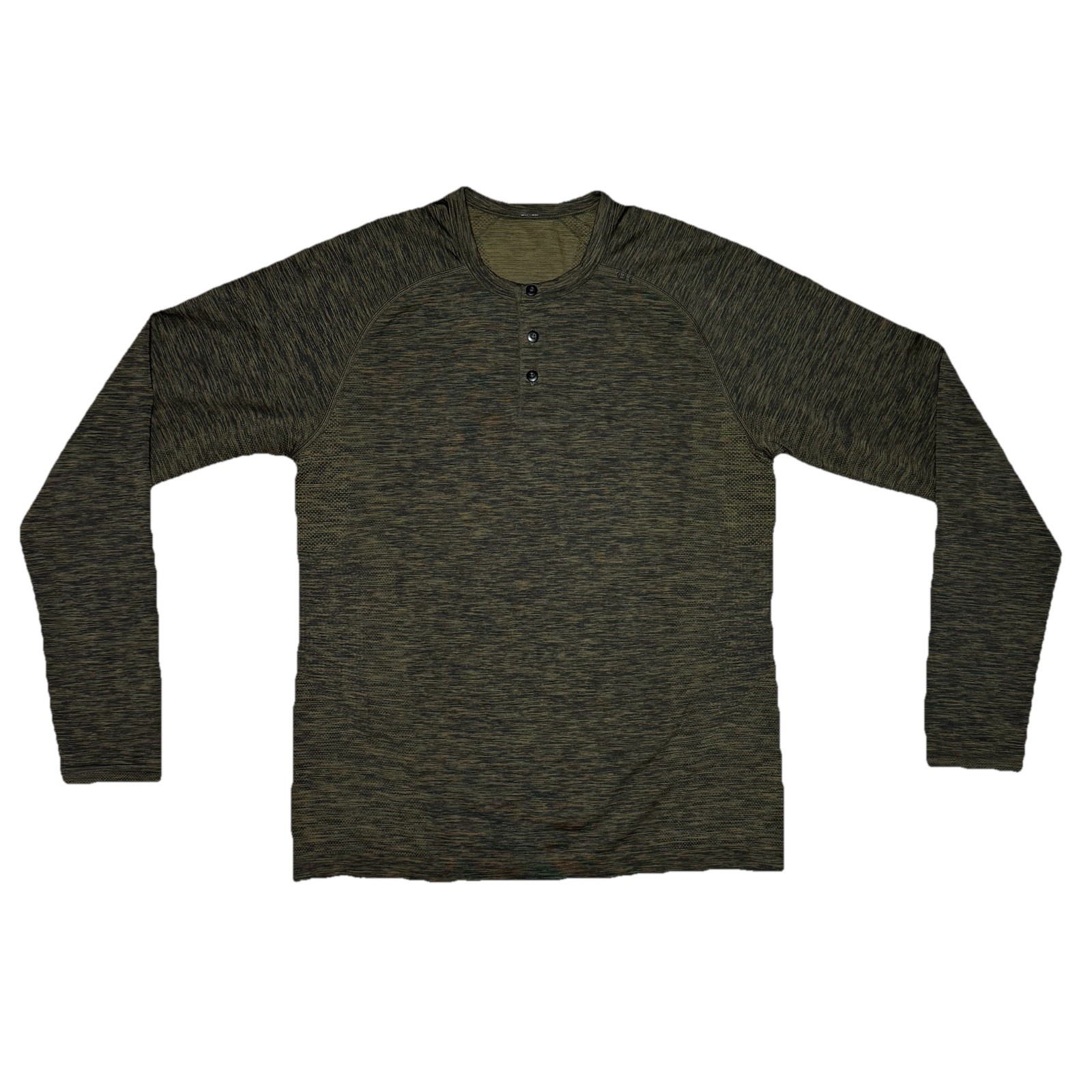 Lululemon Shirt Mens Medium Metal Vent Tech Henley Army Green Long Sleeve Top M