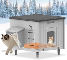 Plastic Heated Cat House for Outside Winter, Elevated Feral Cats Shelter 17"X17"
