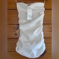 NWT Sexy ZARA DRAPED OFF SHOULDER Lined Mini Sleeveless DRESS M