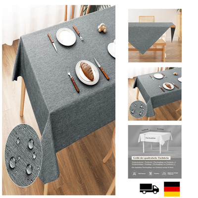 AooHome Tischdecke 100x140cm Grau Leinenoptik Wasserabweisend