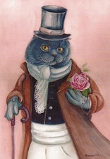 British Kurzhaar * Kunstkarte Mister Kater  *  Katze *  SIR CAT     postcard