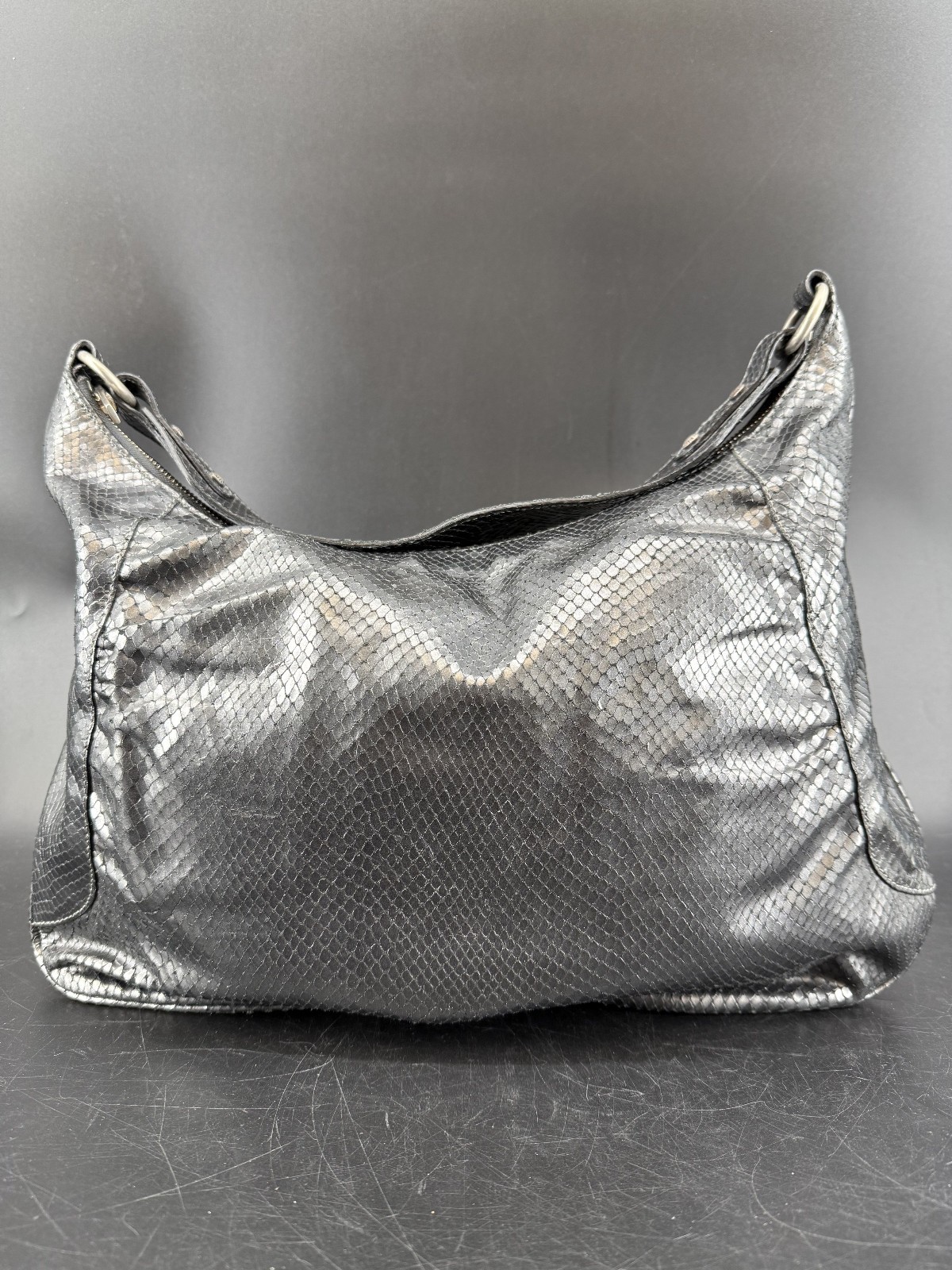 Authentic Burberry Gray Python Leather Hobo Tote … - image 2