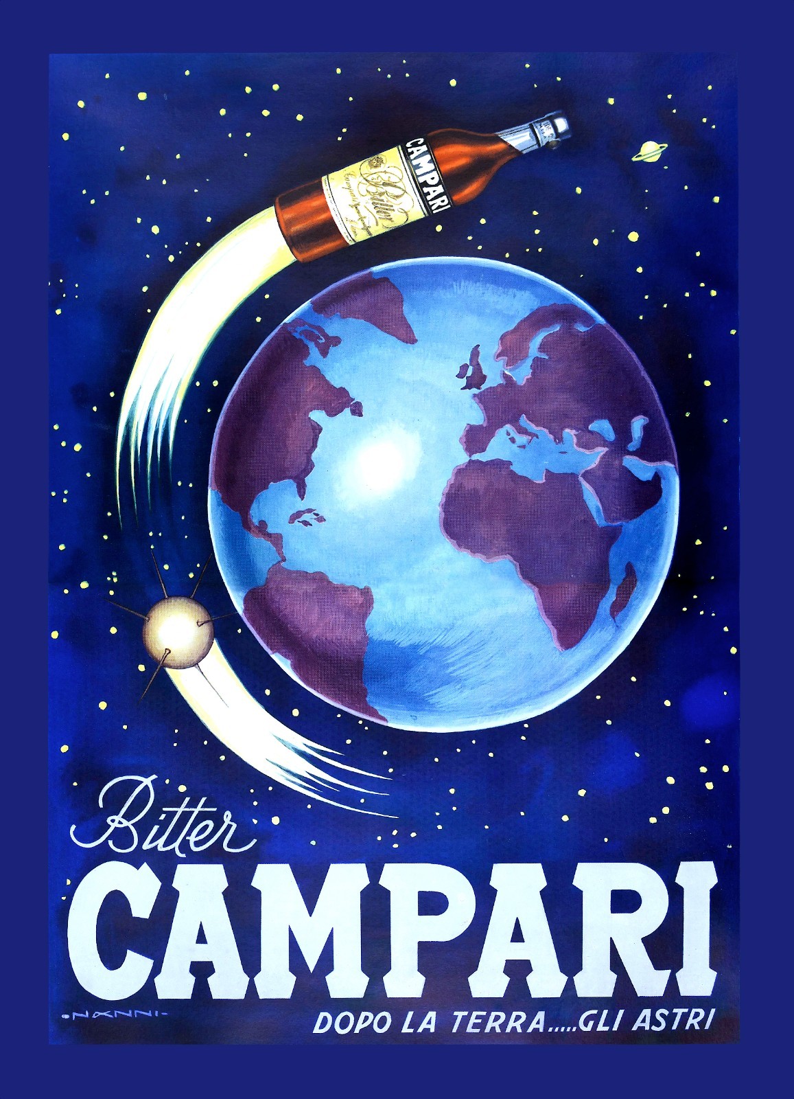 Bitter Campari Rocket Poster – Nanni – Space (Stretched Canvas) FREE SHIPP