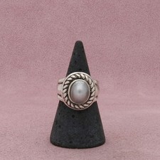 sterling silver braided grey pearl ring size 7