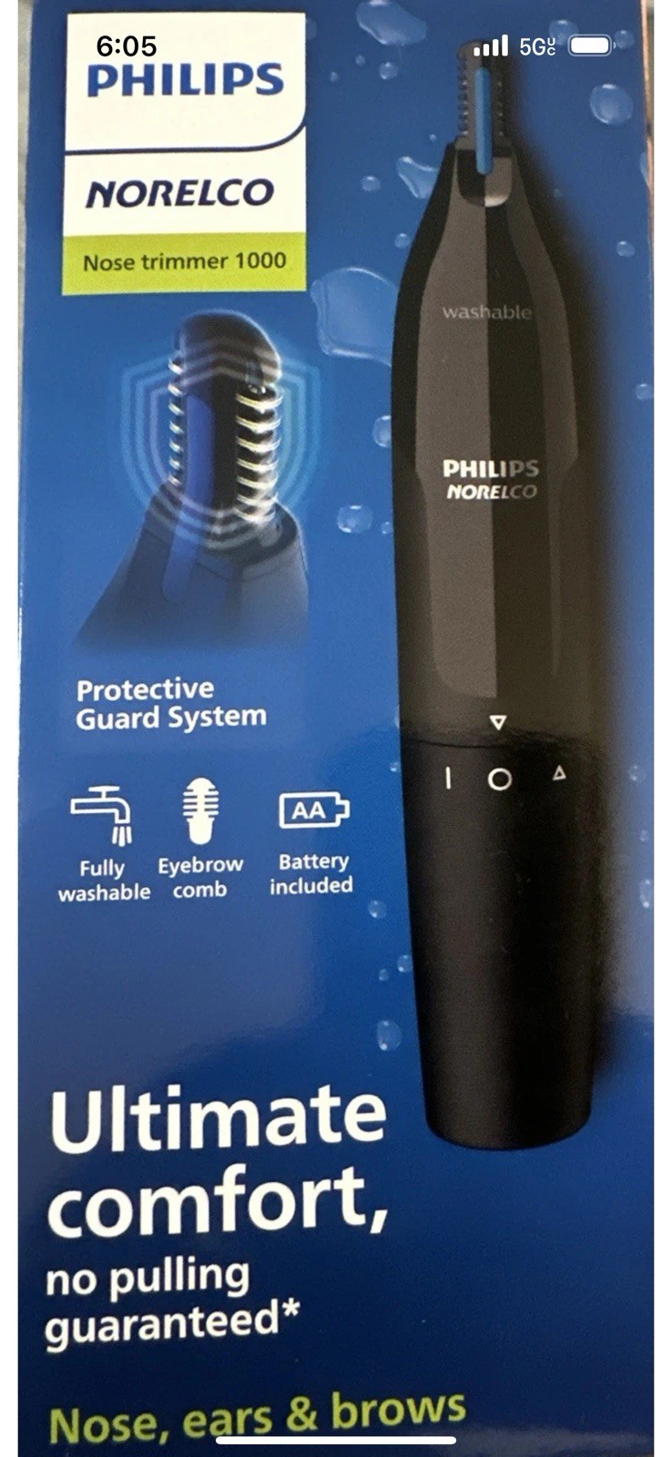 NEW Norelco Nose Trimmer 1000, For Nose, Ears and Eyebrows, 