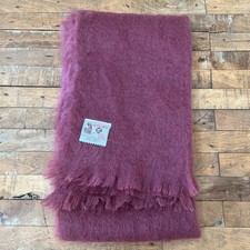 Vintage Glen Cree 100 Mohair Plum Scarf 68  x 20  Made In Scotland