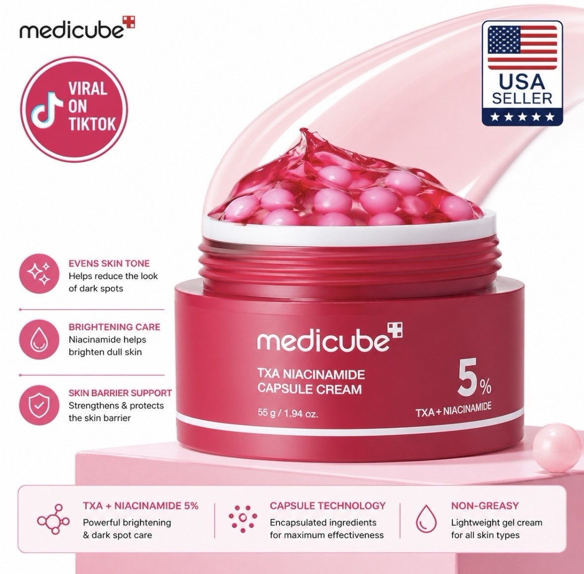 Medicube TXA Niacinamide Capsule Cream 55g Brightening Hydrating K