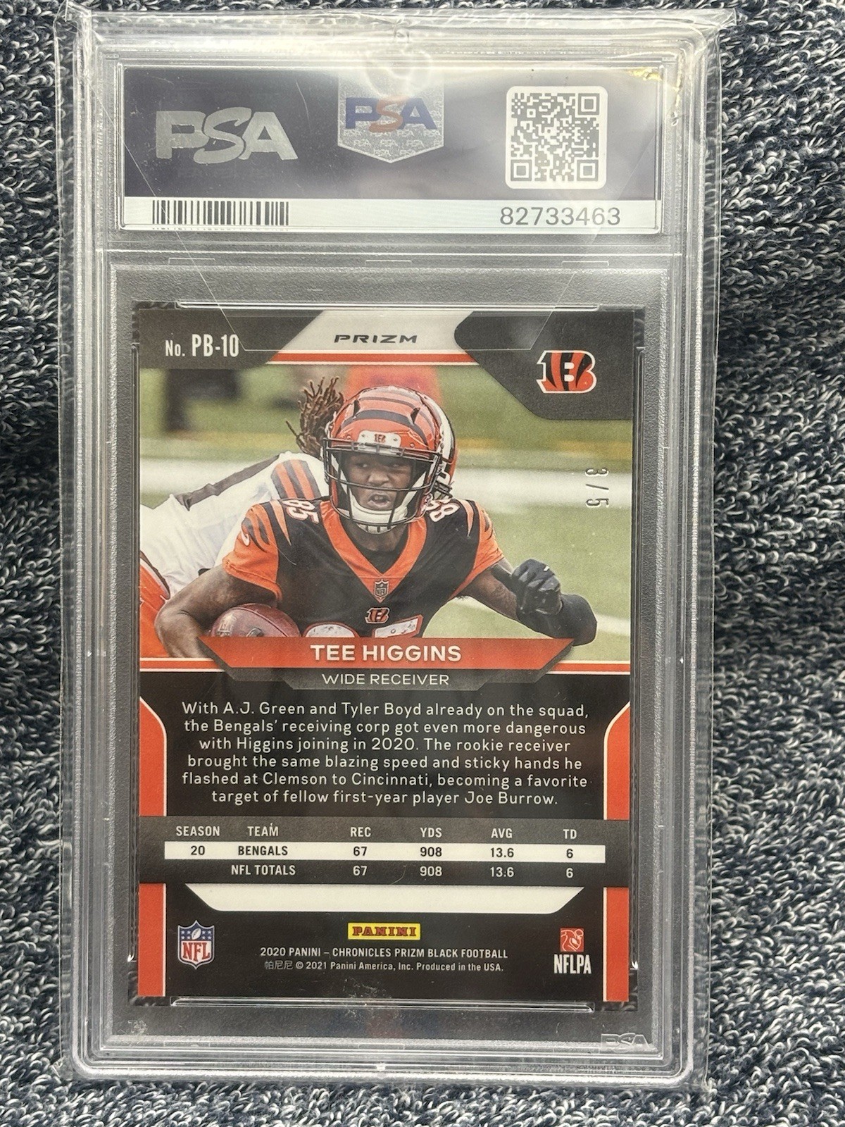 2020 PANINI CHRONICLES TEE HIGGINS BLACK GOLD VINYL RC PB-10 /5 PSA 10 POP 1  view 3